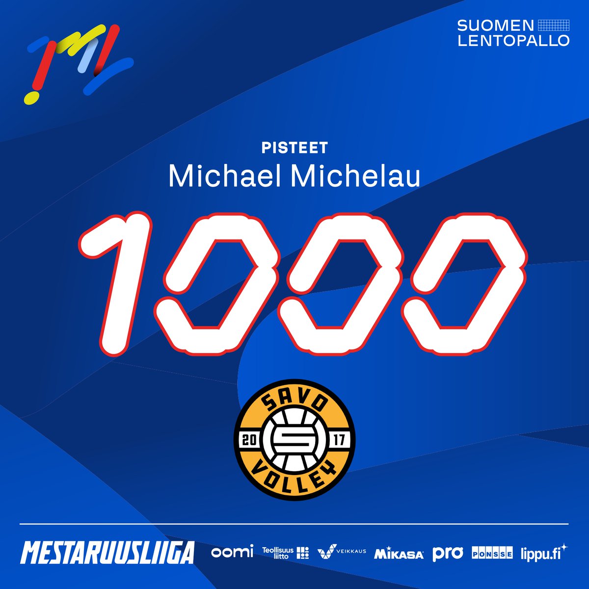 Tonni täyteen pisteissä - 1K done on points <a href="/MichaelMichelau/">Michelau</a> <a href="/SavoVolley/">Savo Volley</a> 

#mestaruusliiga #lentopallo