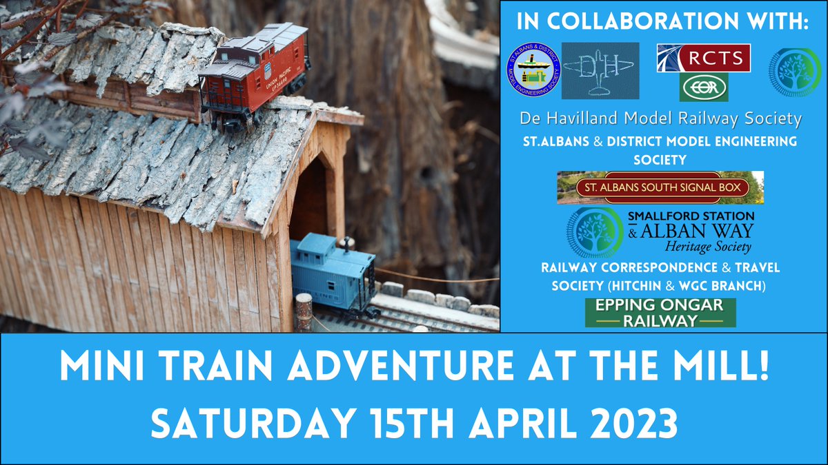 Come join us at Mill Green Museum for Mini Train Adventure🚂
Taking place on Saturday 15 April 🗓️
To book tickets please visit: 
millgreenmuseum.co.uk/whats-on