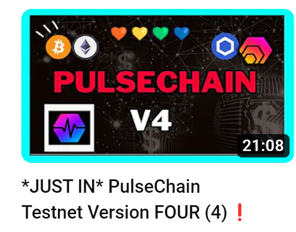 yourfriendSOMMI's tweet photo. ❤💛💚💙

*JUST IN*
#PulseChain Testnet VERSION FOUR (4) ‼️

Topics:
-#PulseChain 100x-400x
-#PulseX 50x-200x
-Common Investment Thinking
-How to approach $HEX
-How to think about a moonshot
-#Bitcoin &amp; #Ethereum price

Watch ⬇️
https://t.co/qgeeeFK0vL https://t.co/IplaHPwtLp