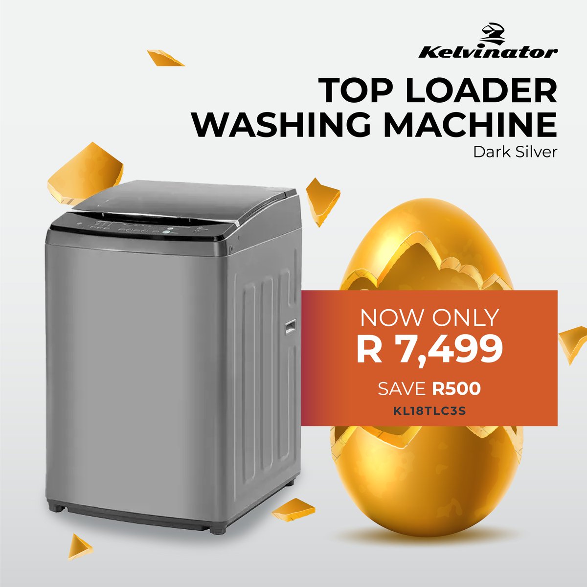 expertstores_sa's tweet photo. 🐰SAVE R500 on the Kelvinator 18kg Top Loader Washing Machine! Wash big loads fast.
🥚Get yours here: https://t.co/1KwtQy5Ej8
#CrackingGoodDeals #ExpertSA #Easter #Kelvinator
E&OE | Subject to availability | T&Cs apply | Limited time only. https://t.co/9Z3UBmemss