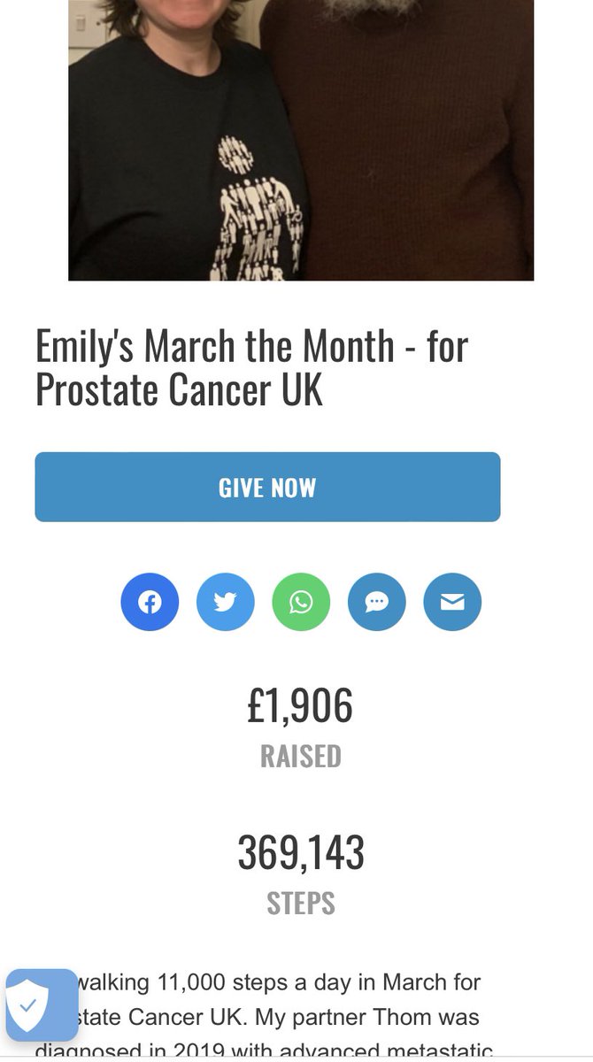 SimpsonEmily's tweet photo. The walking is over for March but I’ve raised just under £2000 for @ProstateUK - if you fancy chipping in just a couple of quid we might get there. Thank you https://t.co/f66Tgol3bh