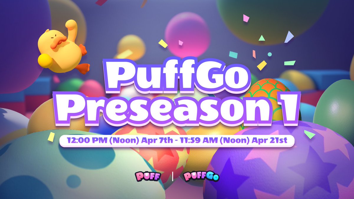 Puffverse's tweet photo. #PuffGo Preseason 1 is coming TMR on @BNBCHAIN 🥂

📆 12:00 PM (Noon) Apr 7th - 11:59 AM (Noon) Apr 21st

🦖 MUST lock #Puff #NFTs in #PuffTown to play
🎁 Rank higher to share Basic &amp; Top 100 Prize Pools in USDT &amp; vePUFF
🎟️ 1 Pass = 1 Match = 2 USDT

➡️ https://t.co/9VFTZGNcZW https://t.co/4X0iXlR5UY