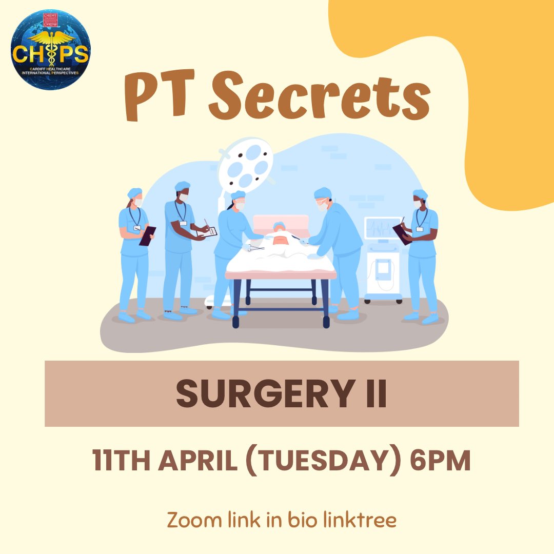chips_cardiff's tweet photo. PT Secrets: Surgery (Part 1)
📆 10th April (Monday)
🕕 6PM (BST)

PT Secrets: Surgery (Part 2)
📆 11th April (Tuesday)
🕕 6PM (BST)

🔗 https://t.co/BFJN1jPbeS https://t.co/qCEsICEo7B
