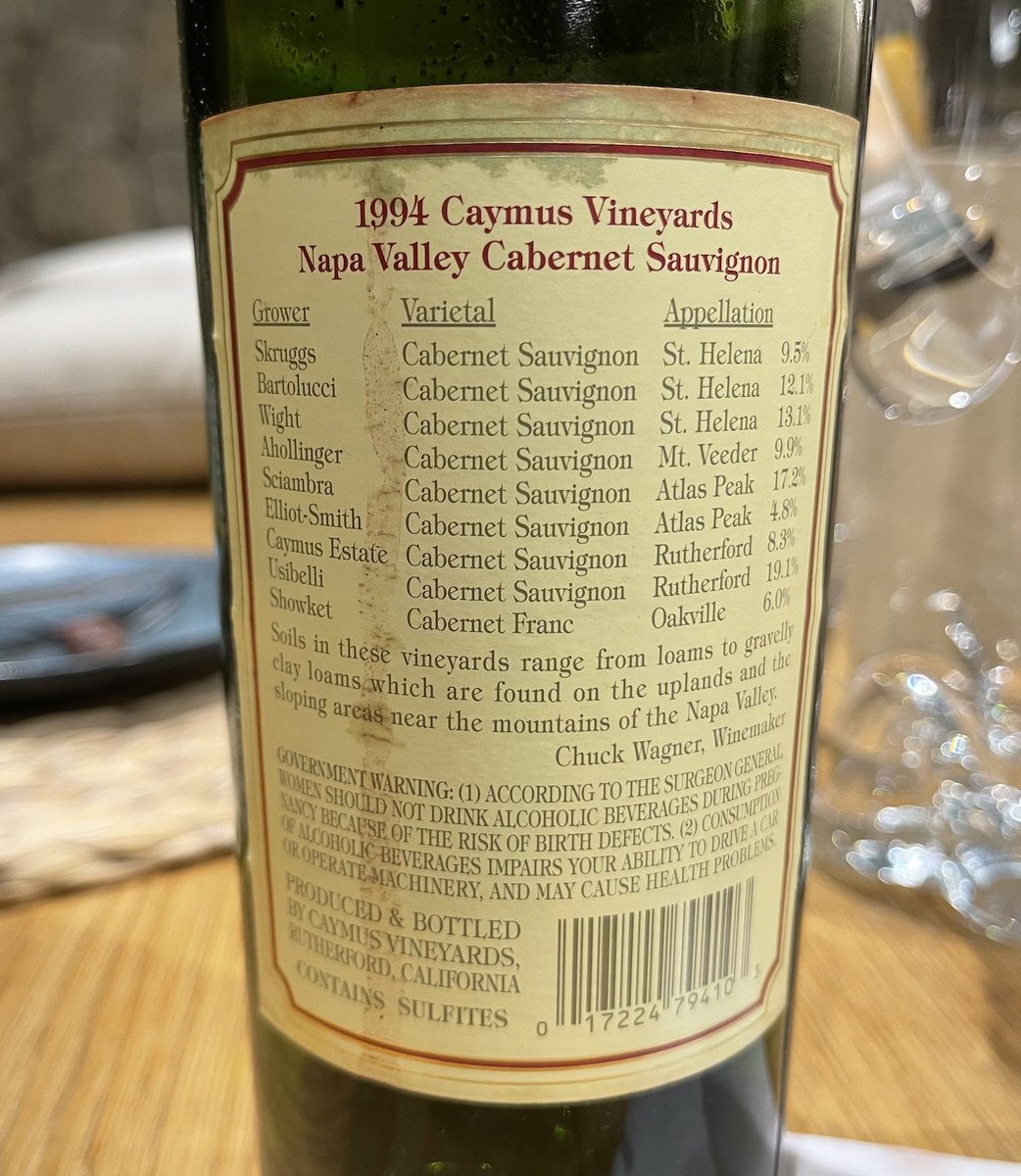 Caymus is easy to hate, I get it. But have you ever seen this level of transparency in any other wine label?

I freakin' love it! (and wish more producers would help consumers understand what's in the bottle).

Happy thursday, y'all!
