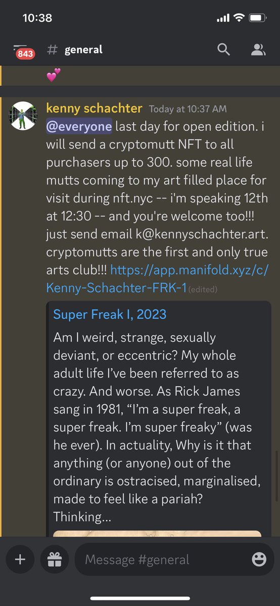 #cryptomutts for life for real. last day for open edition! app.manifold.xyz/c/Kenny-Schach…