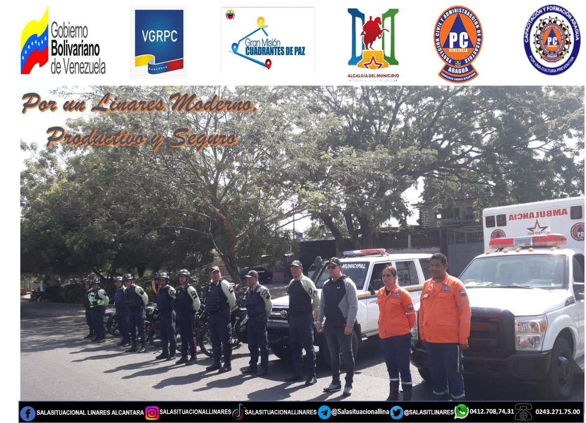 SALASITLINARES's tweet photo. #06/04/2023 Inicio de la semana Santa Segura Francisco Linares Alcantara Siguiendo Orientaciones del Director de Protección Civil O/PC II Tovar Joel para estar preventivos ante cualquier eventualidad
#SoloQueremosSalvarVidas
#porunlinaresmodernoproductivoyseguro https://t.co/TqjFR8iZmW