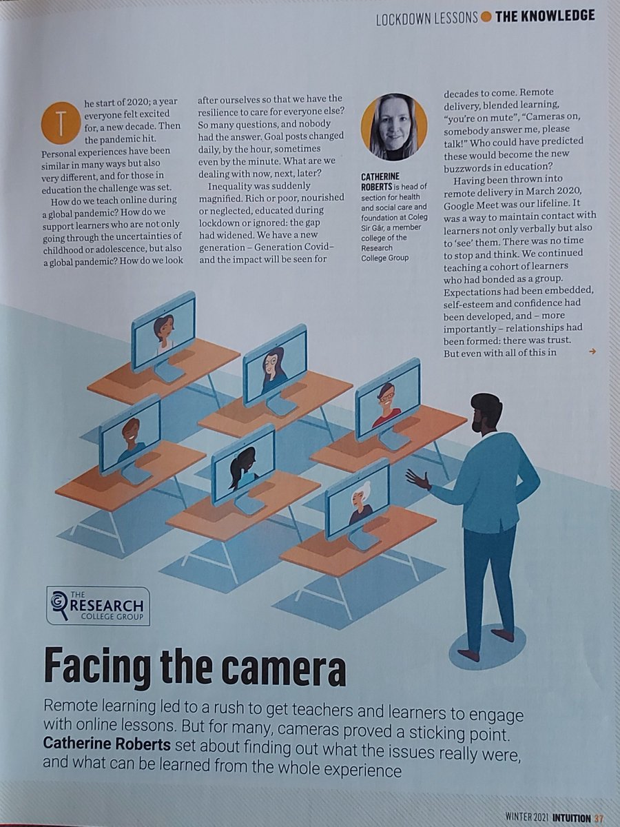 KMScattergood's tweet photo. 'Facing the camera' Catherine Roberts' action research project into cameras on or cameras off for online learning? @ColegSirGar
@RCGResearch #RCGResearch #FESpeaks https://t.co/Z1gQlKsUSk