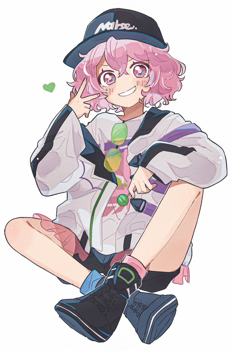 pink hair hat solo 1girl smile jacket pink eyes  illustration images