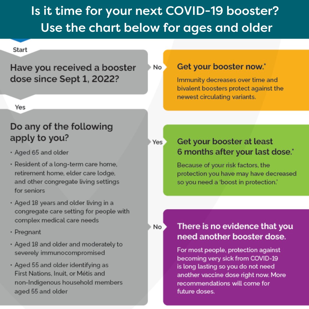 Confused about when to get your next COVID-19 Booster? 💉Check this ⬇️out or give us a call directly (705.325.2201 x 8250). Our Team can help you navigate your health journey &amp; any COVID-19 vaccination doses you may be due for: 

#OHTs #PopulationHealth #AccessToCare