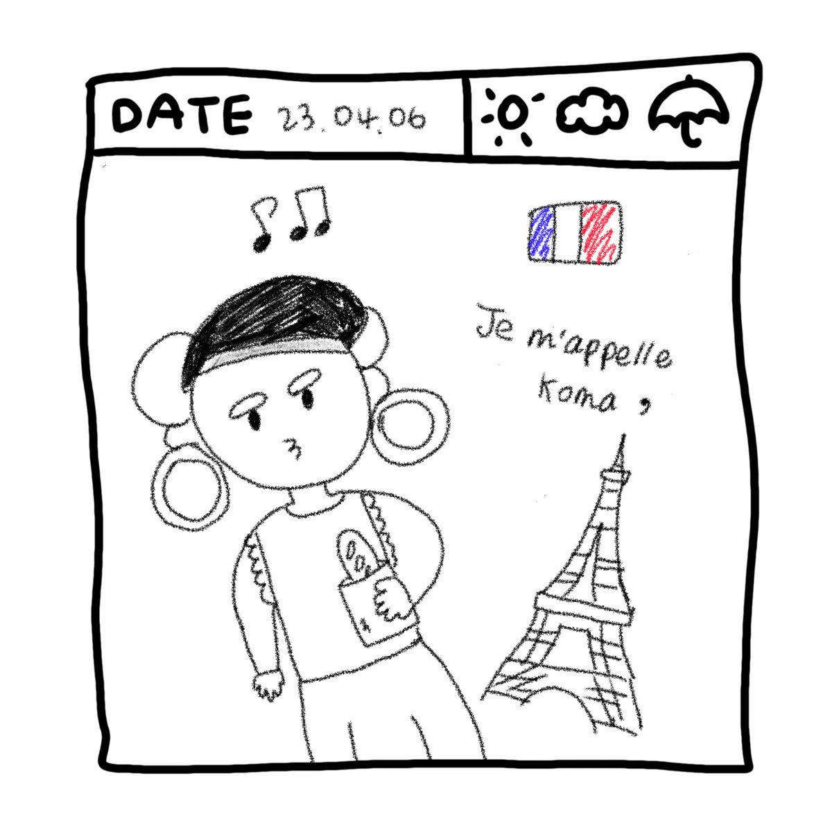 Comma_CIETY's tweet photo. A French friend, Adrian , came to visit #CIETY, so I tried to study some French. How were my skills? Yay~! I want to visit France someday! https://t.co/0Hdz22C4Bn