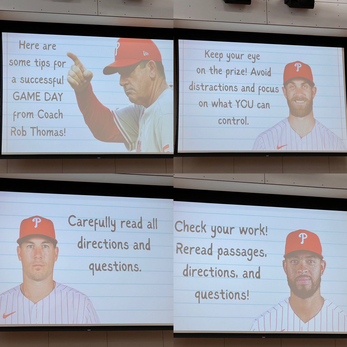 PSDMrsLandis's tweet photo. 4th graders @PSDGrasse are getting ready for #GameDay! 📝 ⚾️ We arrived for “Spring Training” and are committed to doing everything we can to prepare for “Game Day” (aka PSSAs) We set specific goals and had SO much fun at today’s Pep Rally!  @PennridgeSD @PSD_Yannarella https://t.co/u1YpYniZGW