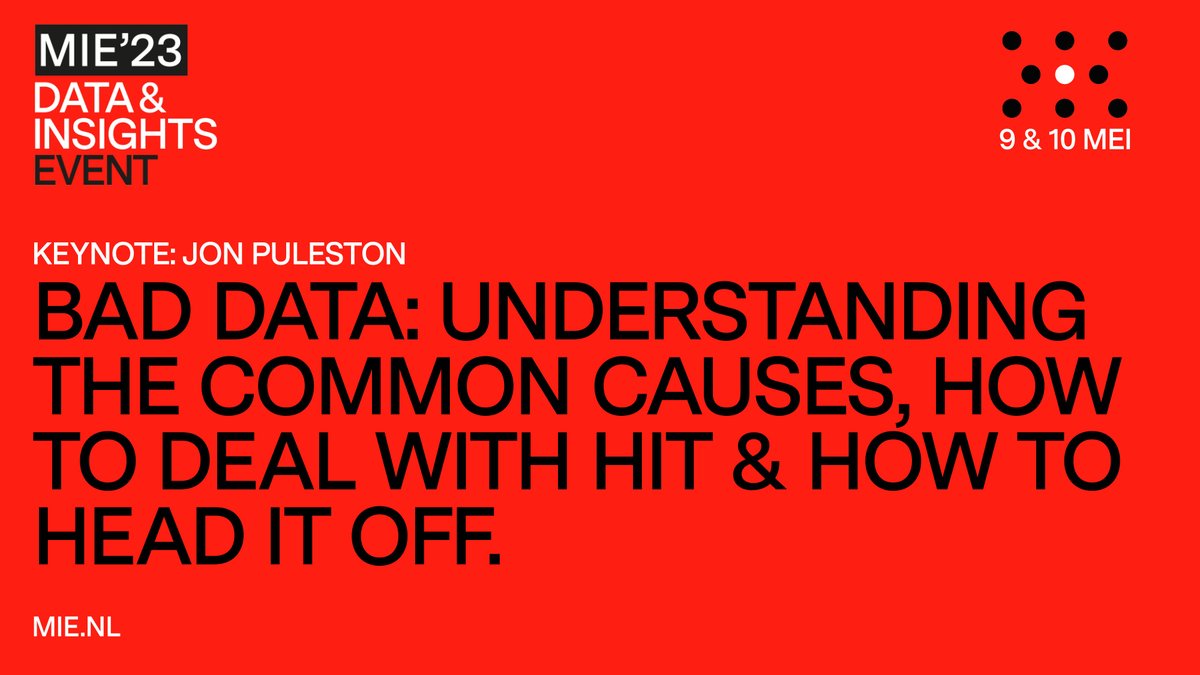 You can think of bad data as information that does not predict what it’s supposed to. Our keynote Jon Puleston takes a broad look at the common causes of bad data. Get inspired by the ideas! Information &amp; tickets: mie.nl