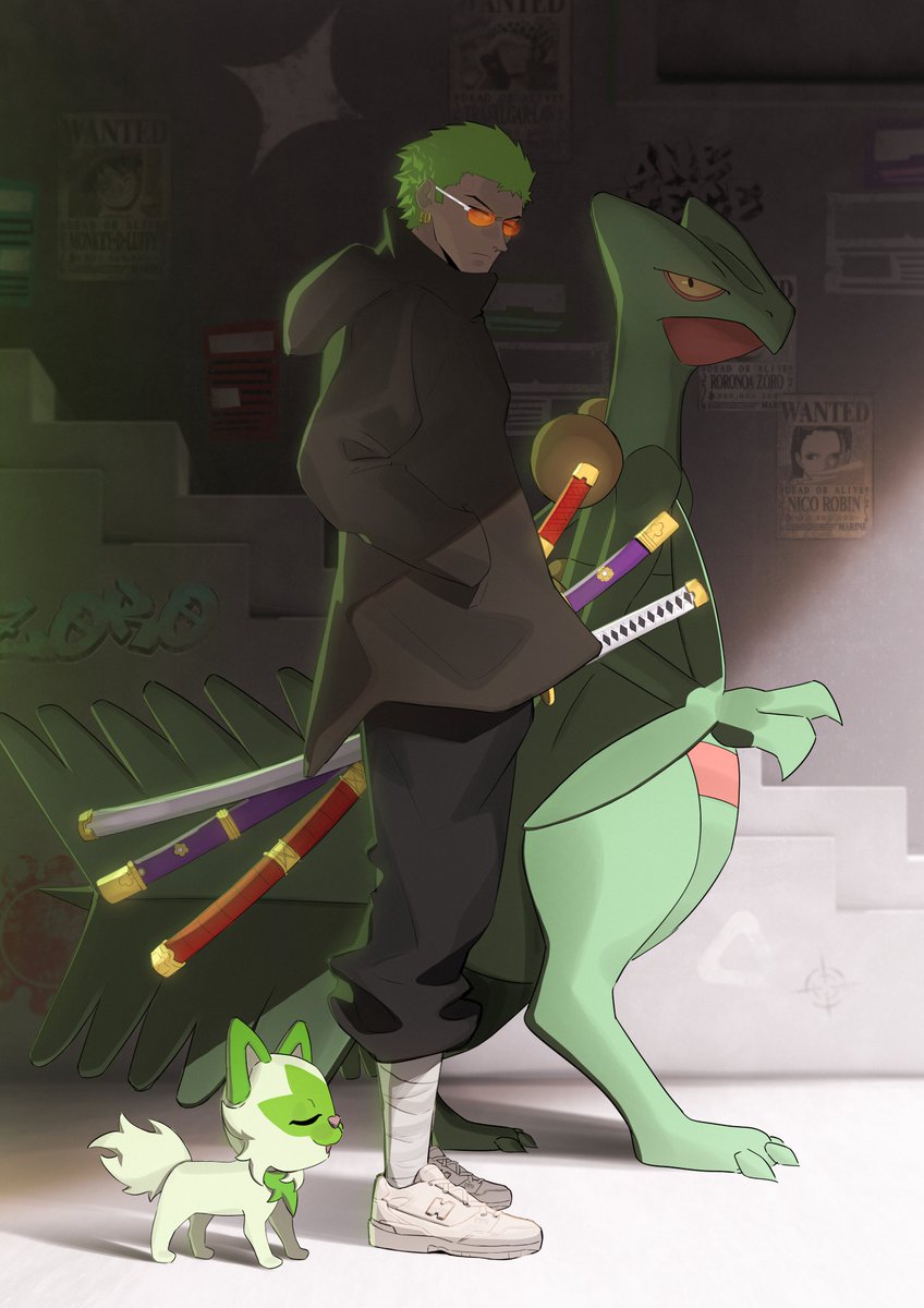 wonderrart's tweet photo. Zoro x Pokemon #ONEPIECE https://t.co/gNUzz1uBWX