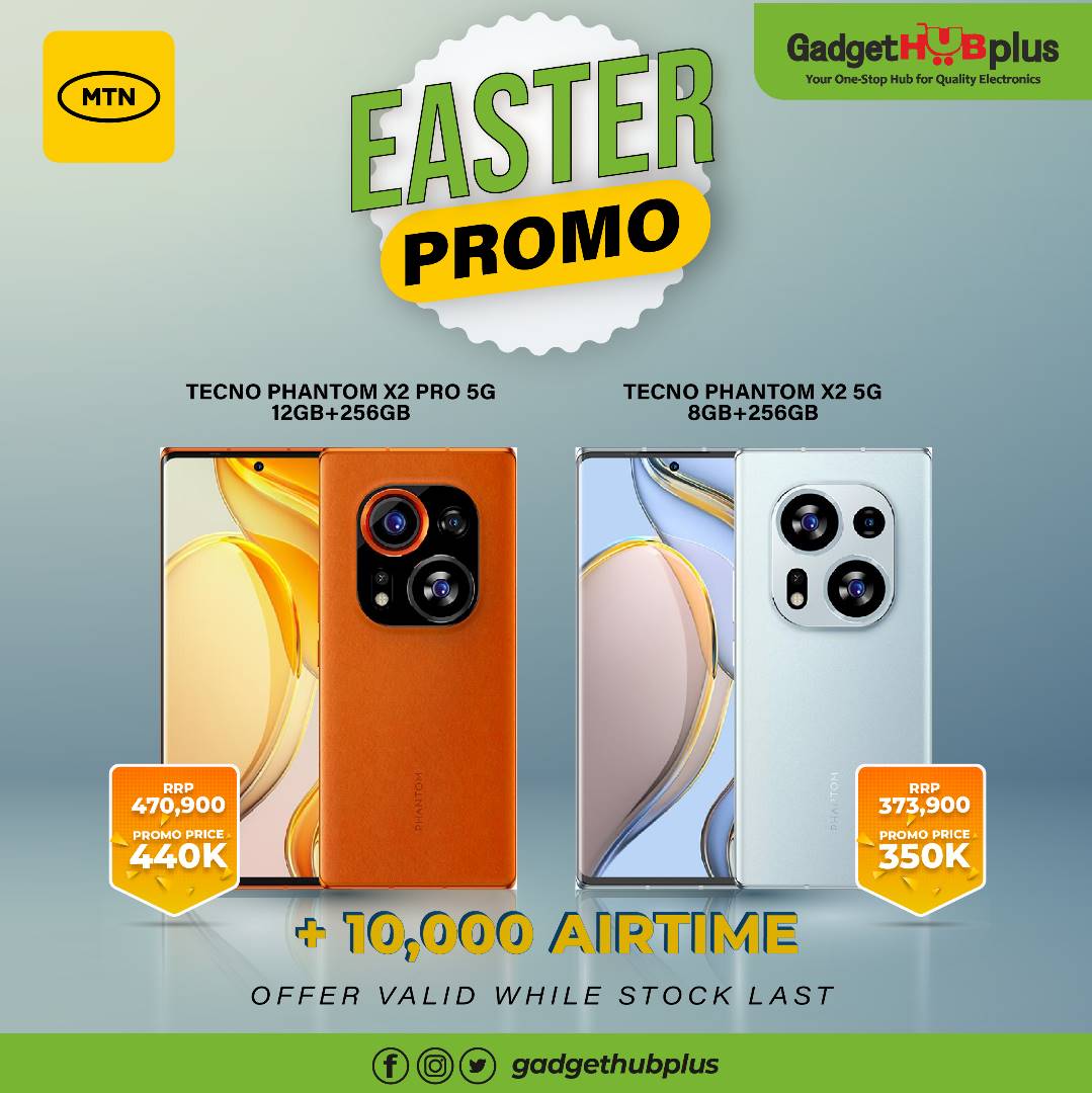 gadgethubplus's tweet photo. Easter is just around the corner, @gadgethubplus is rolling out an exciting Easter promo 🎉🎉

These #PhantomX2 and #PhantomX2Pro is going for N350,000 and N440,000 respectively

Don't wait till Easter, you can start making your today as offer valid while stock lasts
#Easter2023 https://t.co/kFtpTHMGib