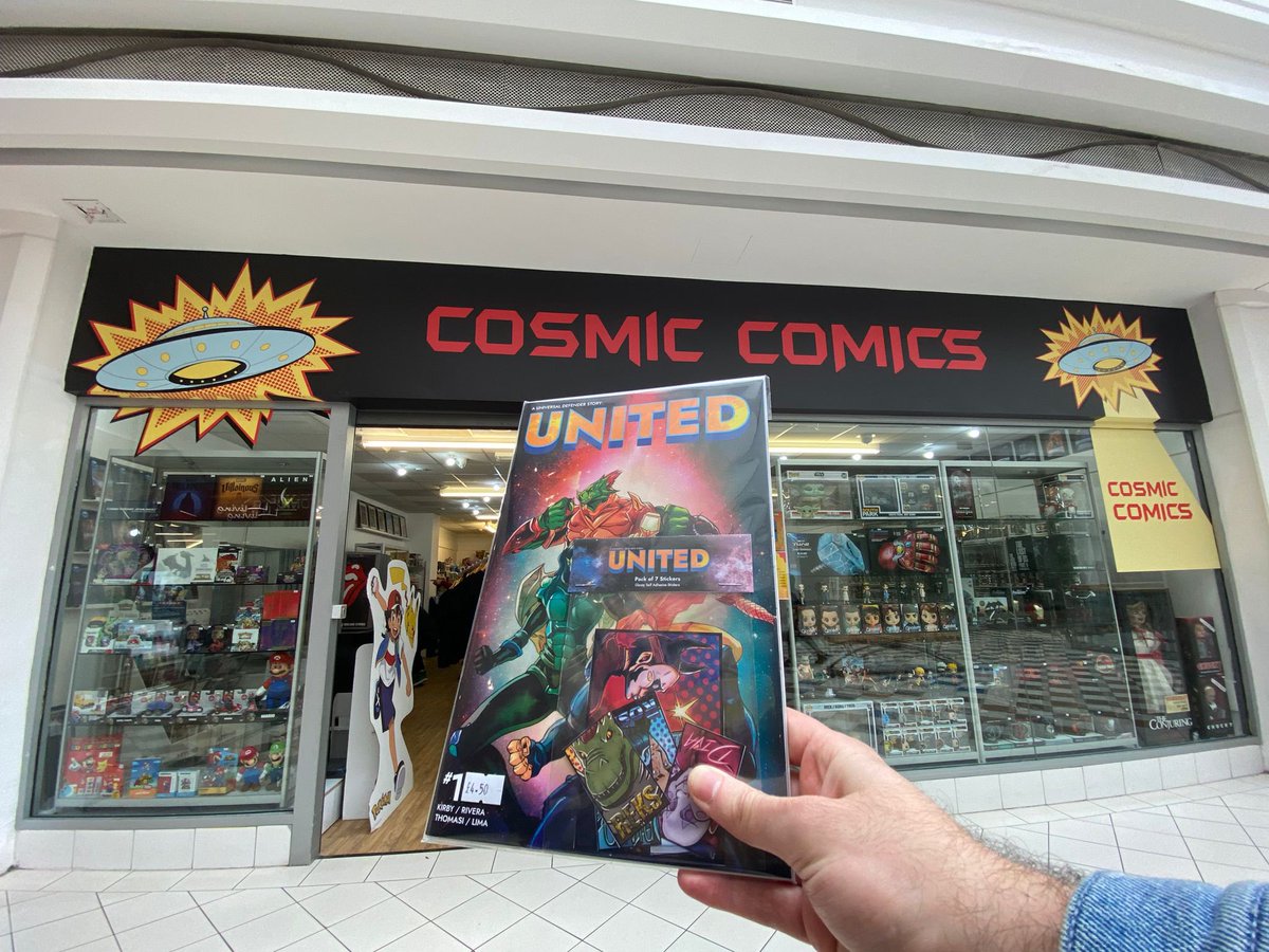 UNITEDComic's tweet photo. United is now available for the first time in a comic book shop in the UK called Cosmic Comics! So proud to see it on a shelf . #sutton #london #comicbook #comics #comicbooks #art #comicart #comicbookart #drawing #illustration #superhero #artist #comicstrip #united #unitedcomic https://t.co/kTlYqE1ucu