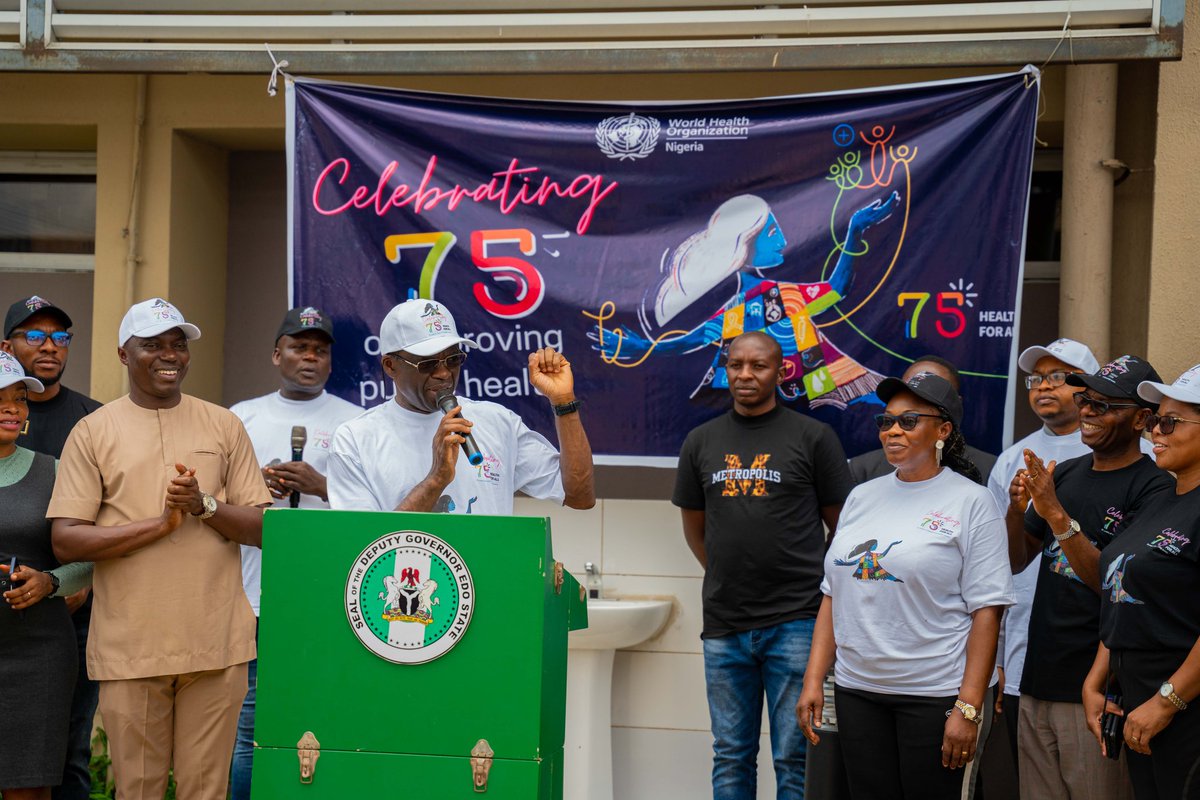I joined the World Health Organization today in celebrating 75 years of improving the health status of the world.
I participated in the more 5-kilometres Road Walk (awareness walk) alongside the leaders of the organization in Edo state.