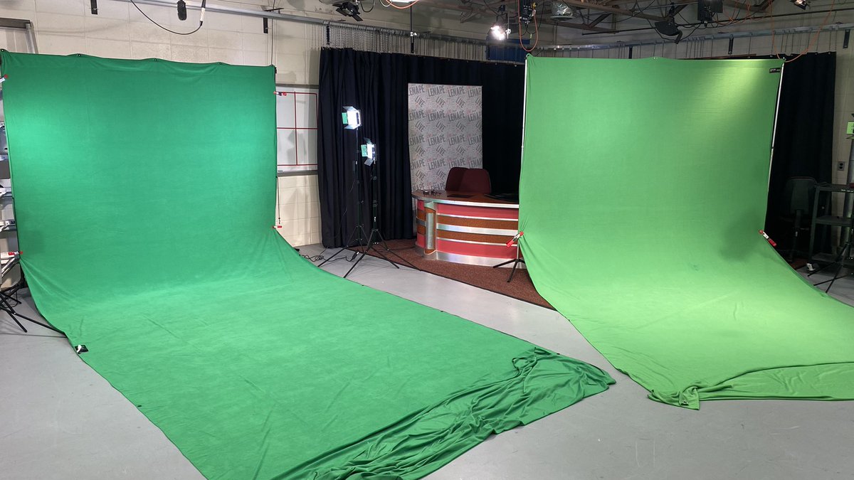 LenDigitalMedia's tweet photo. The studio is set up with 2 green screens for a chroma key project in TV Broadcasting.
This technique is used to create special effects and will be utilized by Creative Digital Media students frequently throughout the course.
#creativedigitalmedia @LenapeTechEd https://t.co/IGJKR8TVDi