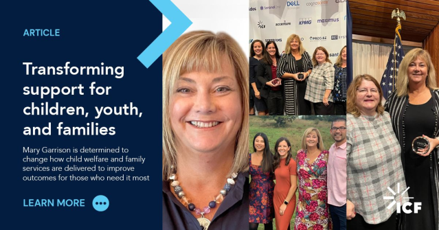HeatherAngerer's tweet photo. Check out this article sharing how my @ICF colleague Mary Garrison is supporting our clients to transform child and family services and improve outcomes for the children, youth, and families that need it most. https://t.co/SVC8m0vBGv https://t.co/pcq4dE6USl