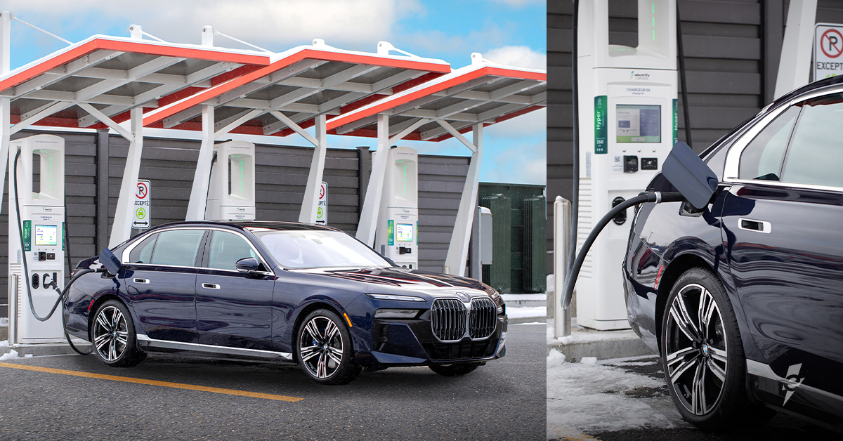 CanadaElectrify's tweet photo. We have some exciting news to share! #ElectrifyCanada and @bmwcanada announce three years of complimentary charging for the all-electric BMW i7. Learn more: https://t.co/qRVaAJCMQT https://t.co/E24EucOfPD