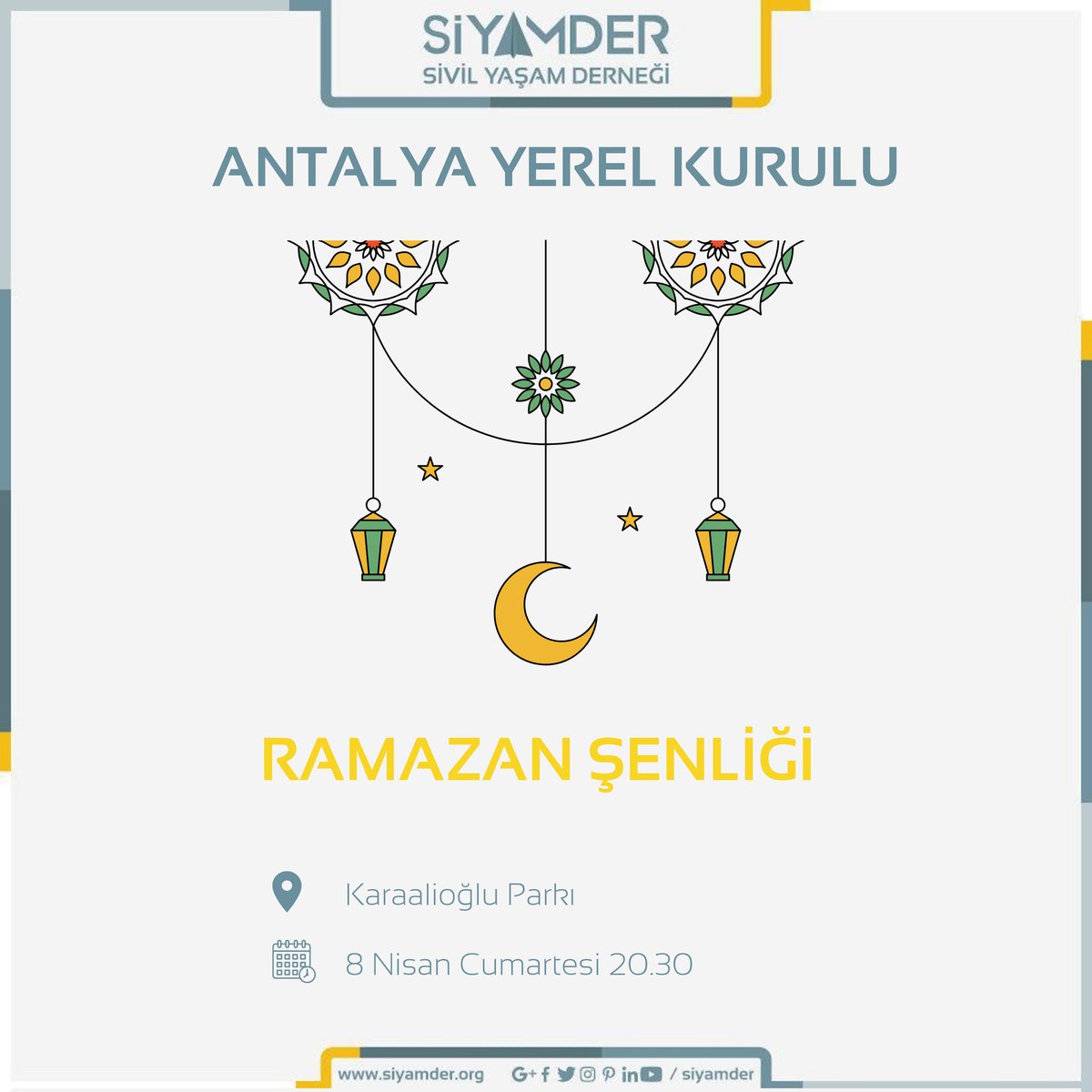 siyamderantalya's tweet photo. Merhaba değerli SİYAMDER gönüllüleri ✨

Sivil Yaşam Derneği Antalya Yerel Kurulu olarak sizleri iftar sonrası Ramazan etkinliklerine davet ediyoruz 🥳 https://t.co/QJ68sPVof0