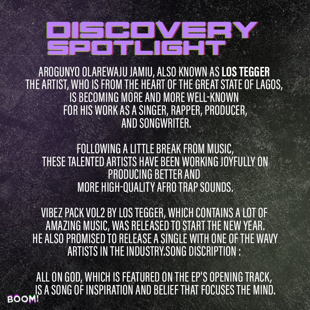 boomcurator's tweet photo. @official_lostegger  released an extended play ragged “Vivez Pack Vol.2” off his EP here is a track titled “All On God”.

#trending #newmusic #lostegger #boom https://t.co/qnJQ1Ihufi