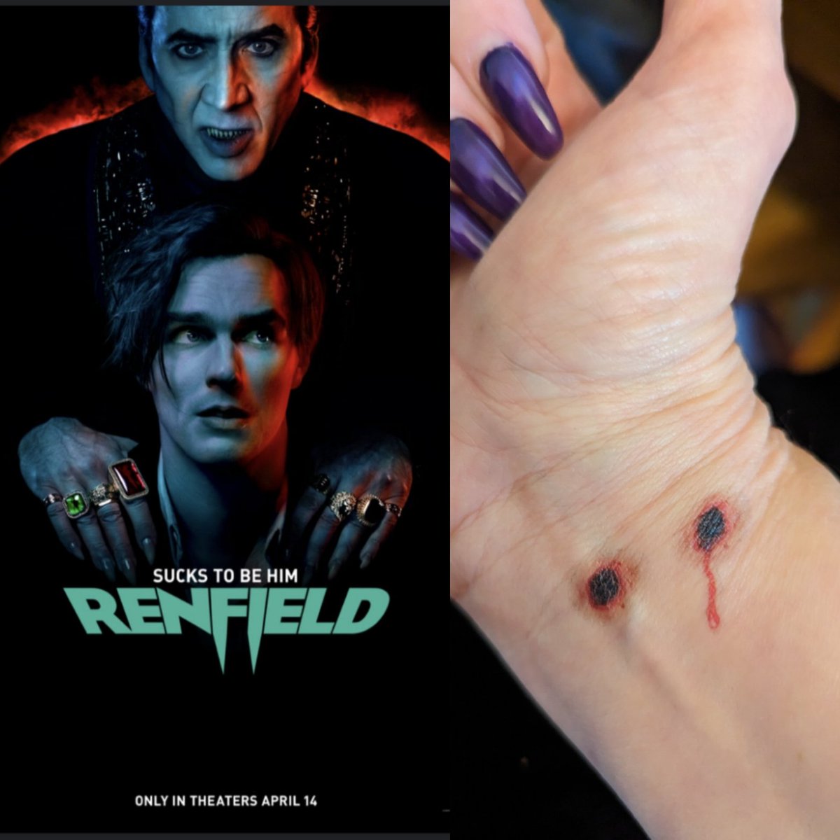 DeniseDreames's tweet photo. So last night we were lucky enough to get an advanced screening of @renfieldmovie and it was so good!! Super funny, I mean laugh out loud funny, sweet and hilariously gory. Renfield hits theaters April 14th, I highly recommend it. I also want to send a huge thank you to @wuwpod https://t.co/2CZBZNCT2d