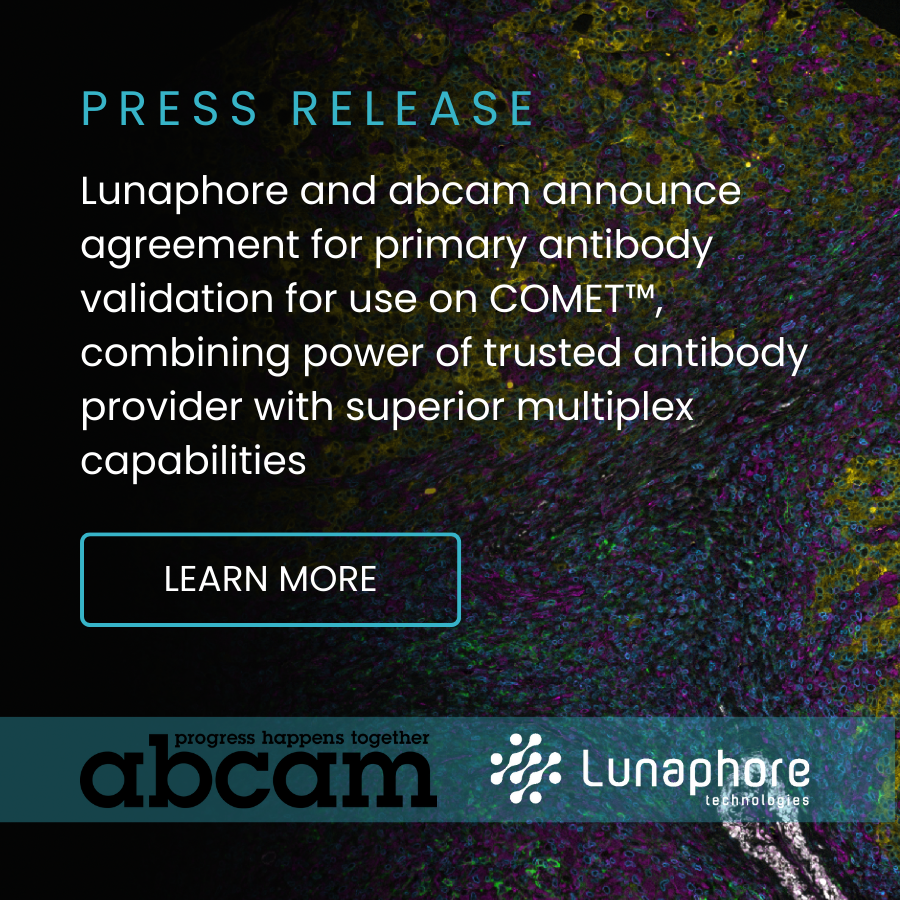 lunaphore's tweet photo. We are thrilled to announce our new collaboration with @abcam  to combine our efforts to scale researchers' multiplexing capabilities even more. Read the full press release now: https://t.co/eRrZM1UsAq https://t.co/WiIer7eZ4j