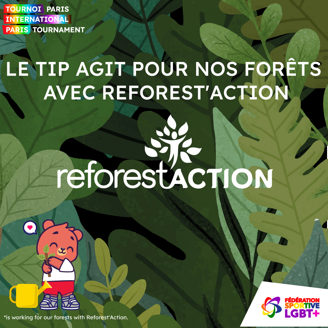 TIP_paris's tweet photo. Le TIP agit pour nos forêts avec Reforest'Action
TIP is working for our forests with Reforest'Action.
Agir ensemble : un arbre planté 3€
https://t.co/hYbG0T61Z9 https://t.co/pfep8EHitq
#TIP #tip23 #tournoiinternationaldeparis #inclusion #federationsportivelgbt https://t.co/BXDRjMNJo3