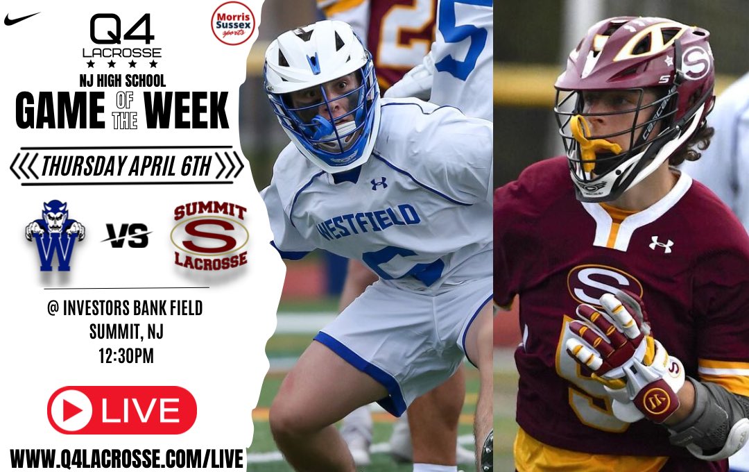 It’s game day! Follow here for updates and watch LIVE at q4lacrosse.com/live <a href="/HilltopLax/">Summit Lacrosse</a> <a href="/Westfield_Lax/">Westfield Lacrosse</a> <a href="/MikeKinneyHS/">Mike Kinney</a> <a href="/BrandonGouldHS/">Brandon Gould</a>
