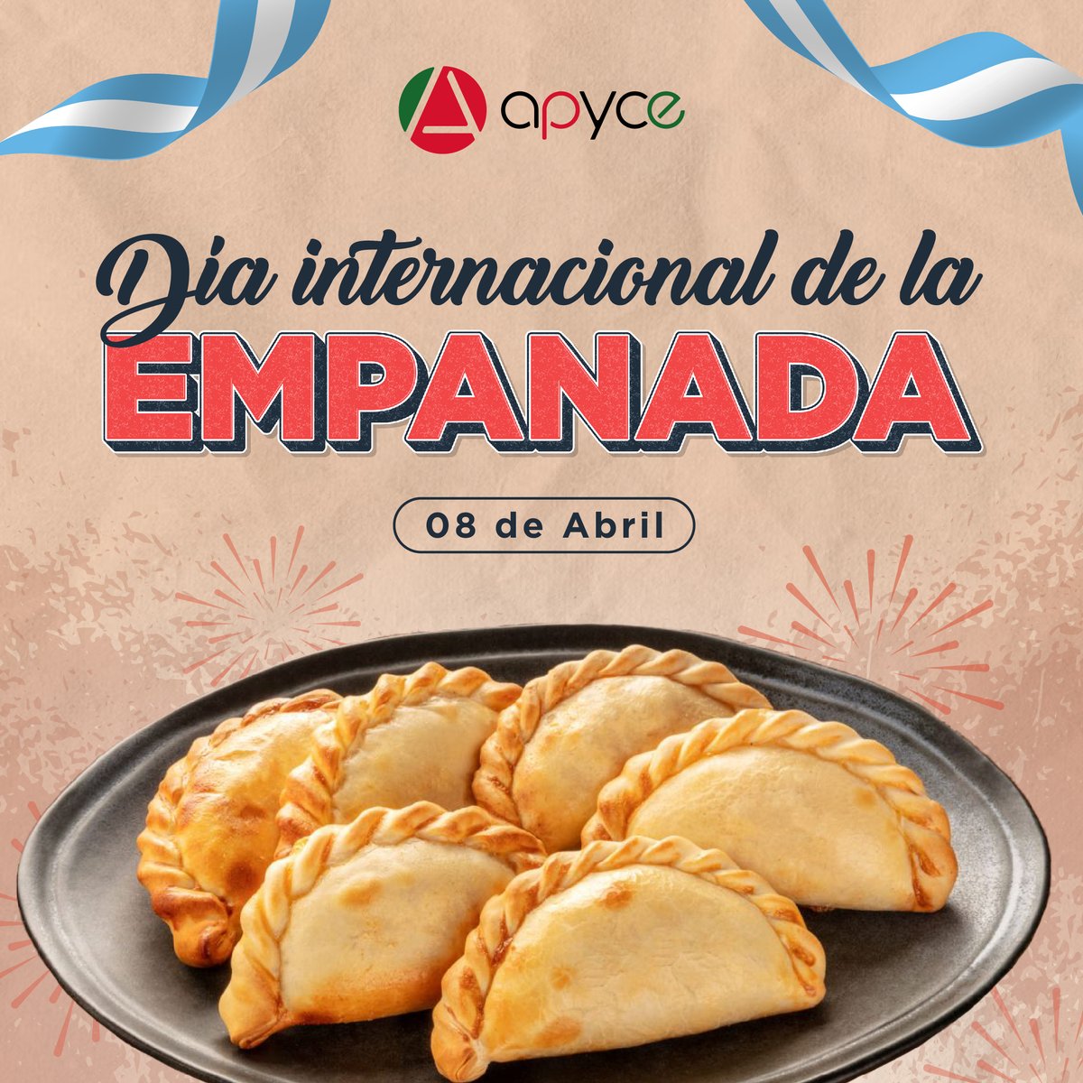 APYCE_AR's tweet photo. 🗓️ 8 de Abril - Día internacional de la empanada 🥟
😋 ¿Sabés cuántas empanadas se consumen diariamente en Argentina?
🤷🏻♂️ ¡10 millones de empanadas por día!
La “empanada” y la “empanada” están entre los alimentos más consumidos en Argentina.
¿Cómo vas a celebrarlo?
#apyce https://t.co/EuNLPy2PvI
