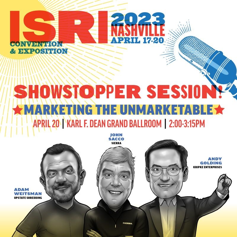 Join #AdamWeitsman of #UpstateShredding, #JohnSacco of #SierraInternationalMachinery, &amp; #AndyGolding of #KripkeEnterprisesInc for this legendary #ISRI2023 session.isri2023.org #recyclingbusiness #marketing #sustainable #digital #communication #ISRI #recycled