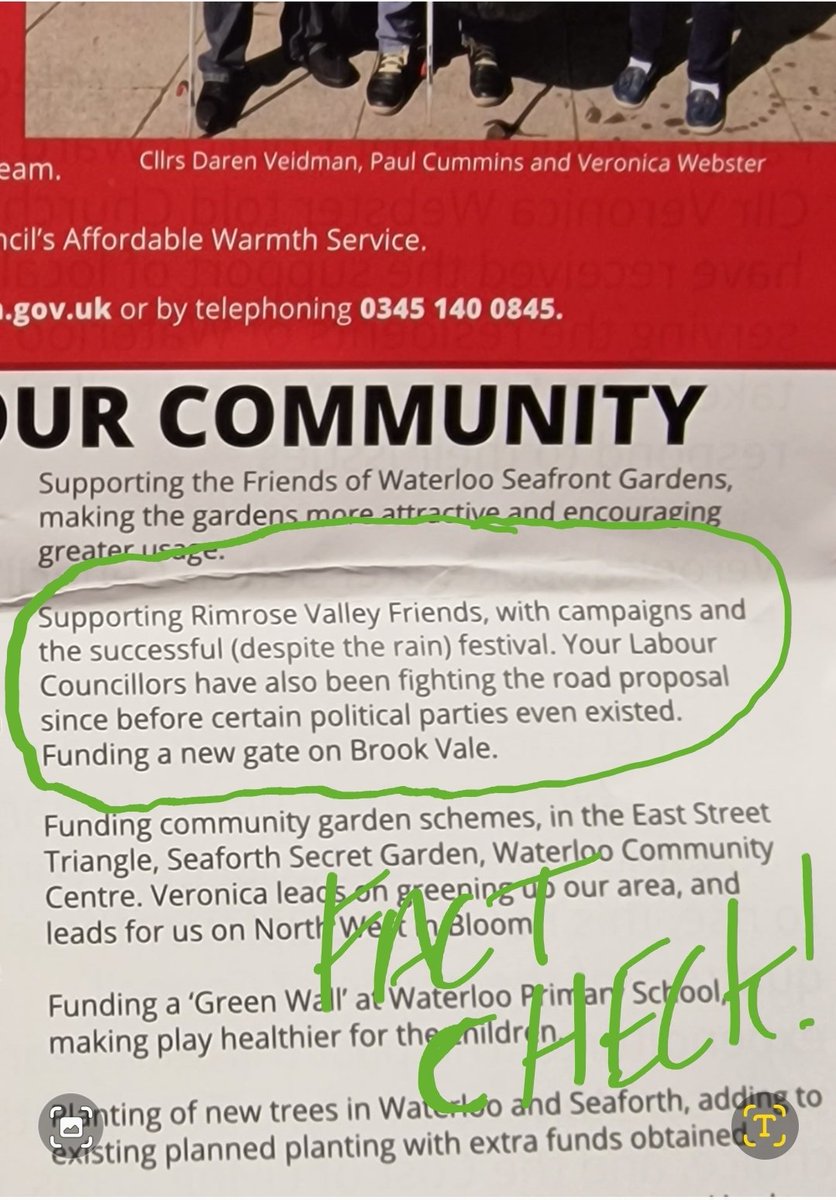 NeilDoolin1's tweet photo. The latest Labour leaflet being circulated around #churchward attached. Given @SeftonGreens where formed in 2010, can I just ask @LabourinSefton @PaulPCummins which political party didnt exist back in 2016/17 when the rimrose valley campaign started?? Come on, tell us #FactCheck https://t.co/4st7cOep5Q