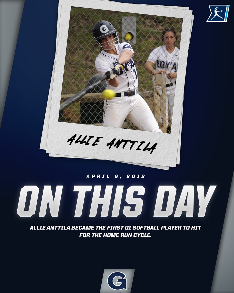 NCAASoftball's tweet photo. On this day in 2013, @AllieAnttila12 became the first DI softball player to hit for the home run cycle.  

#NCAASoftball x @HoyaSoftball https://t.co/RAYdgeaKGm