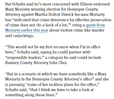 walkerorenstein's tweet photo. During the AG campaign, Republican Jim Schultz said he might try to sidestep Mary Moriarty on certain cases, which drew criticisms from DFLers.

Now, even AG Ellison is at odds with Moriarty on this case. Remains to be seen if he will step in. https://t.co/8WRO14QAQD https://t.co/wyxFPsoXID