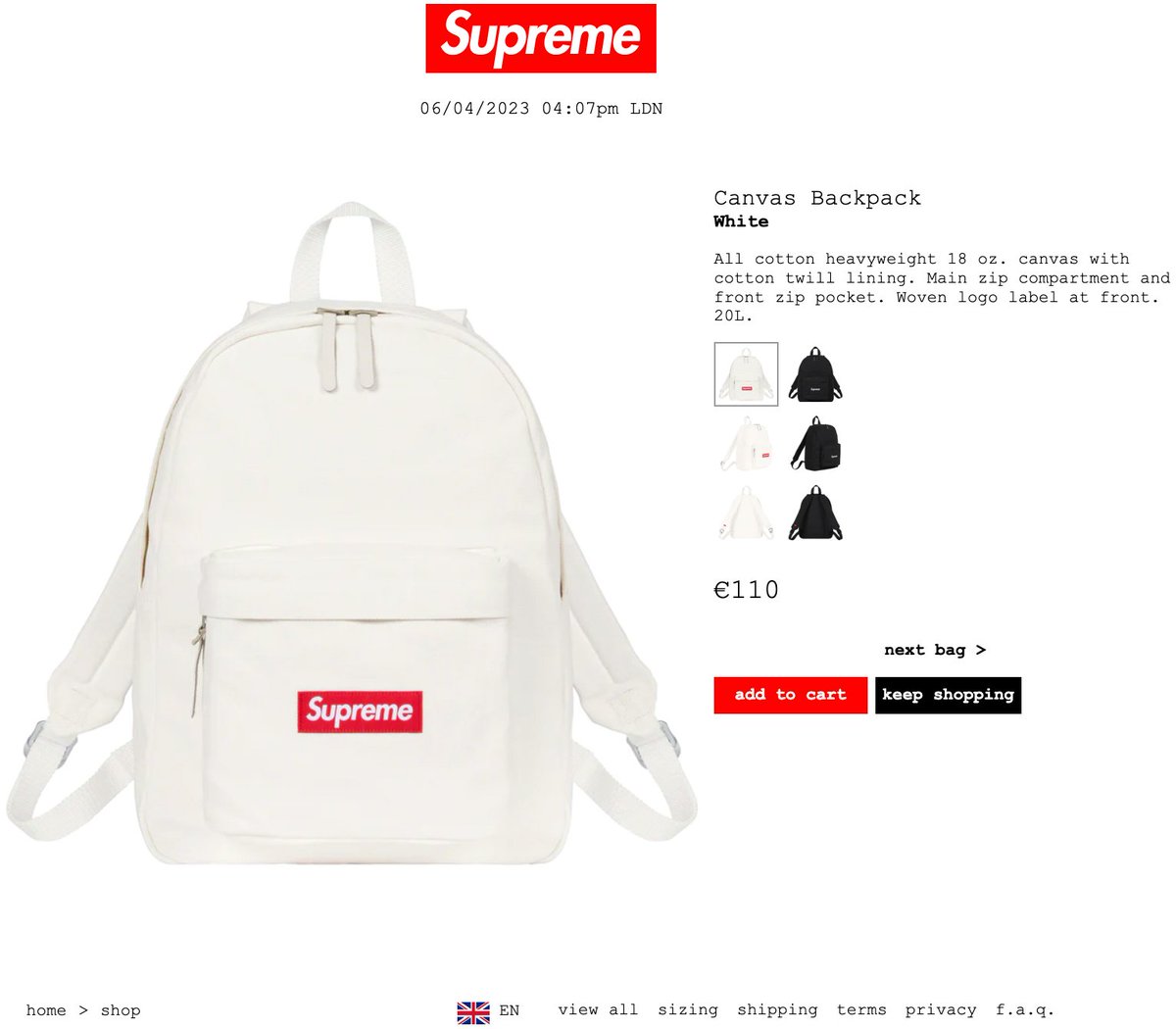 Supreme Canvas Backpack and Tote Bag also restocked!