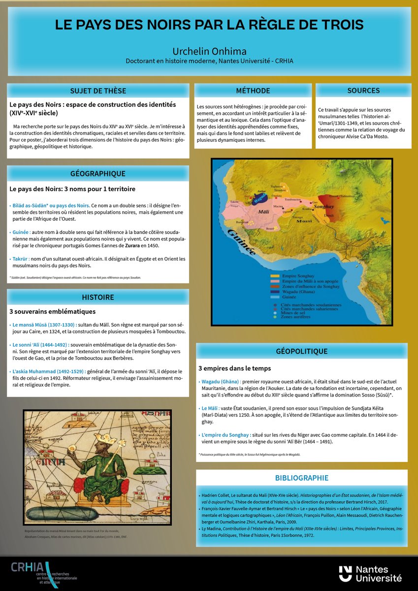 📆Venez découvrir le poster scientifique de <a href="/UOnhima/">Urchelin Onhima</a> ,doctorant en #histoire à <a href="/NantesUniv/">Nantes Université</a> , dans le couloir de l'UFR d'histoire. 
Visible jusqu'au 26 mai. 
Pour en savoir plus sur Urchelin Onhima : univ-nantes.fr/urchelin-onhima
