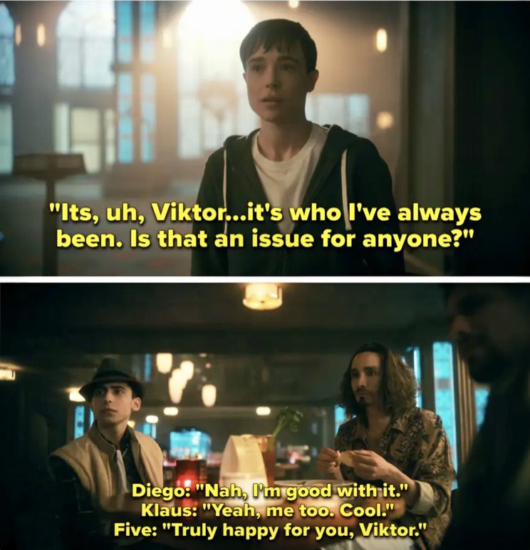 #TBT Scenes from S3 Ep 1 &amp; 2 of The Umbrella Academy that show although they can be an ‘Institute for Snarky Delinquents’ the Hargreeves can be there for each other when it counts. Pics of Robert Sheehan Aidan Gallagher David Castaneda Tom Hopper &amp; Elliot Page ©Netflix