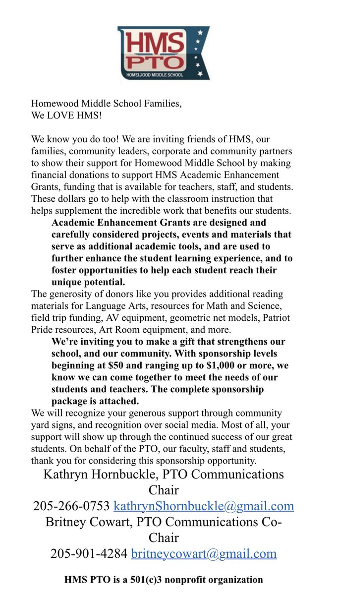 Homewood Middle PTO tweet media