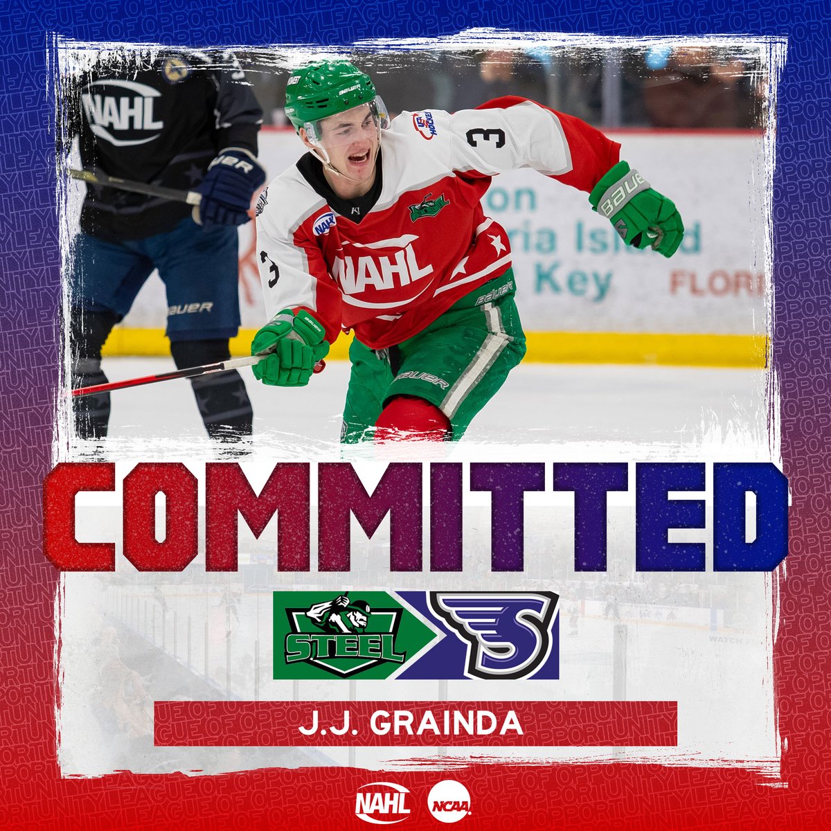 NAHLHockey's tweet photo. #NAHL Commitment Alert: @ChippewaSteel and Top Prospects foward, J.J. Grainda, an @NAPHL grad, has committed to play NCAA Division I @collegehockey for @StonehillHockey #MadeintheNA #LadderofDevelopment https://t.co/0I0xPTpRD8 https://t.co/THdifiABbY