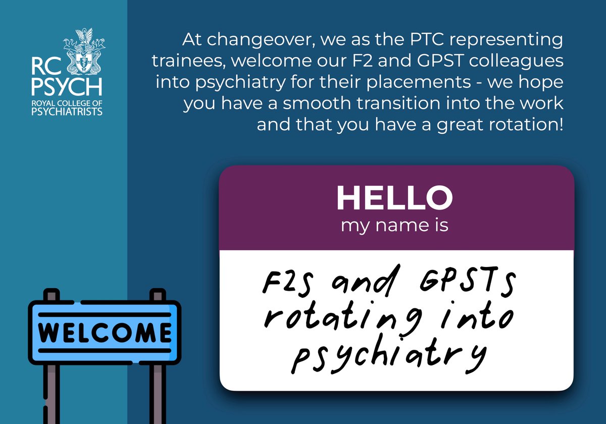 Changeover is a difficult time in lots of ways, we hope that F2s and GPSTs who are joining us in psychiatry are supported and valued during their time in our wonderful specialty - you are very welcome 🙂

(We also hope we can win you over to #choosepsychiatry if you are thinking…