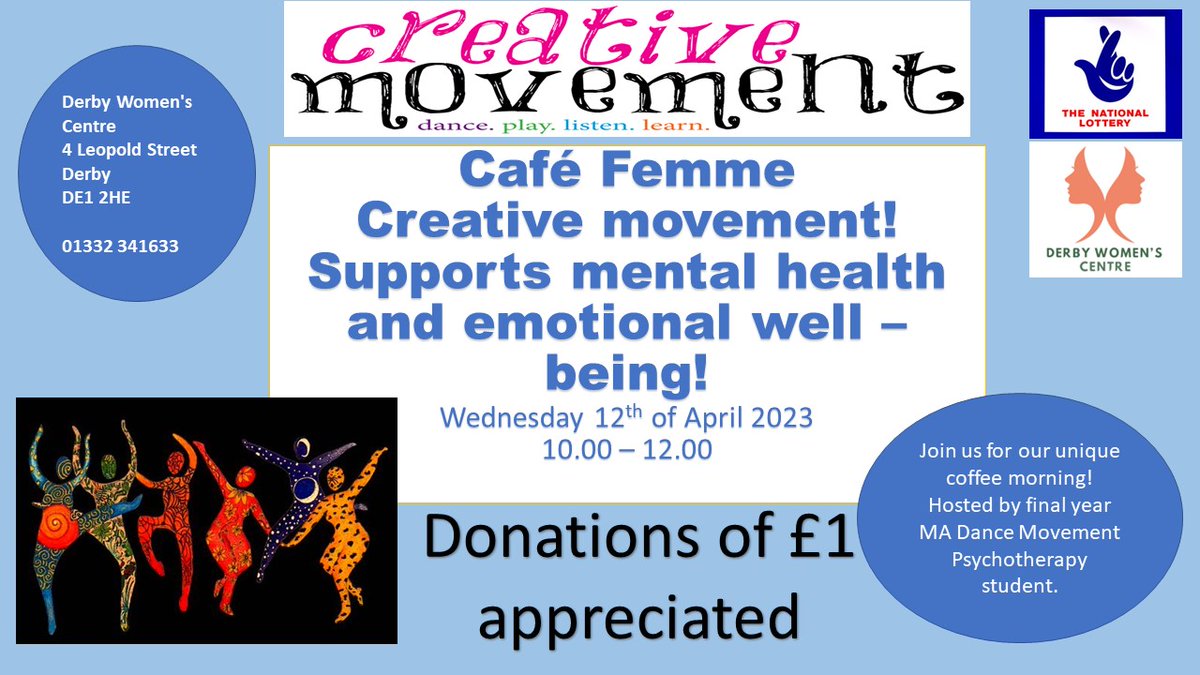 We invite you to join us at our coffee morning , which will take place on Wednesday 12 April 2023 between the hours of 10.00 and 12.00 and the theme will be ‘Creative Movement – supporting mental health and emotional well being’.
