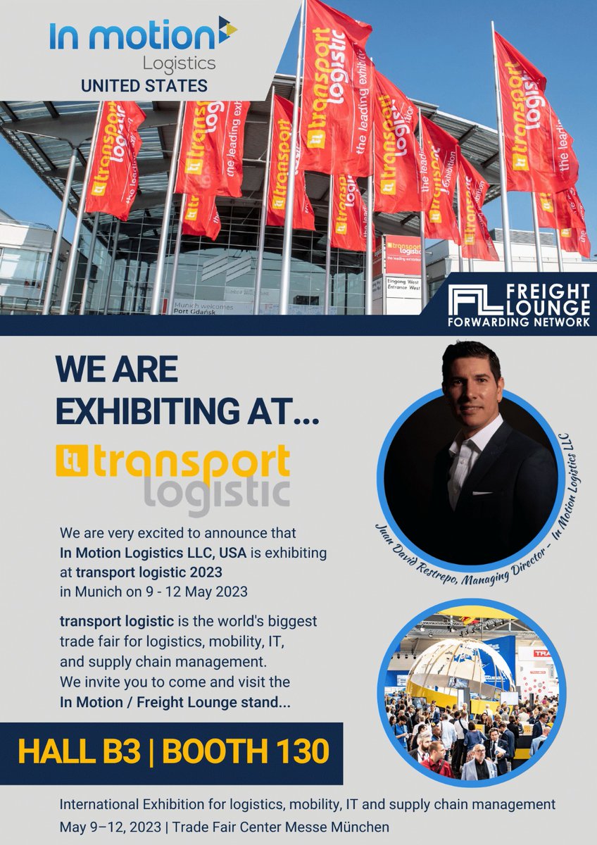 InMotionLogis's tweet image. In Motion prepares to be in Transport Logistic

We are ready to be at the world&apos;s leading trade fair for logistics, mobility, IT and supply chain management, Transport Logistic 2023 In Munich.

#TransportLogistic #Munich #Logitics #supplychain