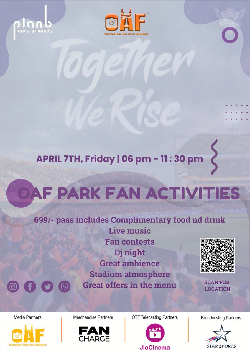Orangearmyforvr's tweet photo. Hey #orangarmy !

OAF Fanpark is back 🔥

Live Match screening + Fan activities + DJ night with food, Drinks and many more.

Location- Plan B, Country Club, Begumpet.

How to book passes?

Call - 9505465044 and reserve your passes by paying amount.

#oaffanpark #orangearmy https://t.co/GY8sGIzfwa