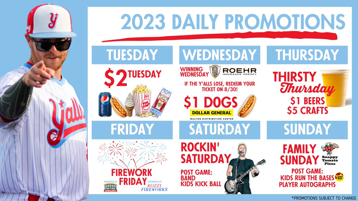 Don't sleep on $1 dogs y'all... Our daily promotions are here! 

#WeBallForYall