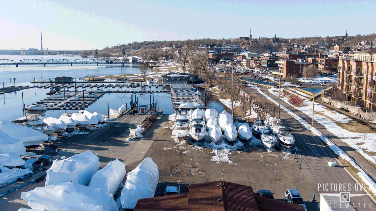 postillwater's tweet photo. Wakey wakey rise &amp; shine downtown @iLoveStillwater early morning 2023 flood prep underway on sunny cold windy morning, reminder @DiscStillwater is open 4 biz &amp; visitors @storageio https://t.co/IKpaL6AydJ