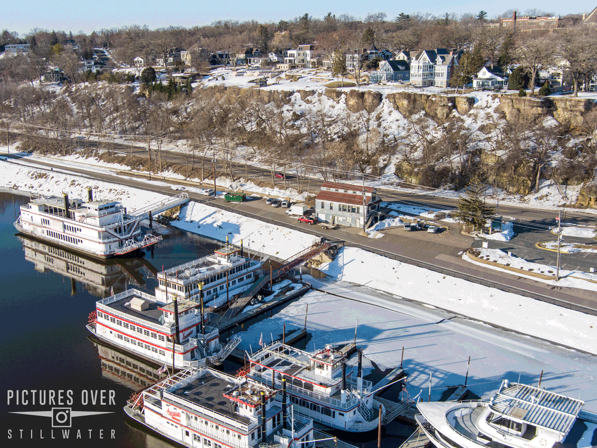 postillwater's tweet photo. Wakey wakey rise &amp; shine downtown @iLoveStillwater early morning 2023 flood prep underway on sunny cold windy morning, reminder @DiscStillwater is open 4 biz &amp; visitors @storageio https://t.co/IKpaL6AydJ