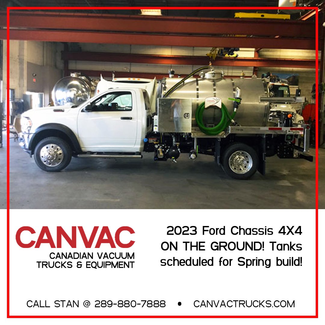 CanvacTrucks's tweet photo. 2023 Ford Chassis 4X4 ON THE GROUND! Tanks scheduled for Spring build! 
Get one of these units before ALL the tanks and chassis are gone for 2023.
Designed for Canadian climates.
Call Stan Jones @ 289-880-7888 today!
#VacuumTruck #PortableToiletService   
https://t.co/pIB3h2Pbt1 https://t.co/pG1KIENxLY
