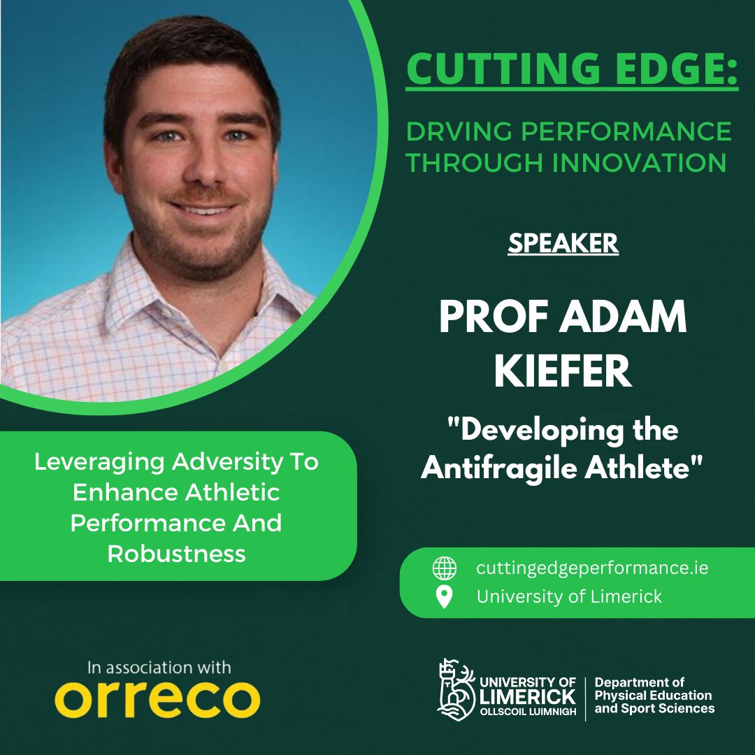 PessLimerick's tweet photo. Cutting Edge Conference Speaker Announcement: Prof Adam Kiefer, Department of Exercise &amp; Sport Science, University of North Carolina

Early Bird Rates until 15th April!

Find out more ⬇️
https://t.co/VaUFJiBleA

@simplysportssci @ORRECO1 @awkiefer #SportInnovation #PESSUL https://t.co/CTmKrWIdc2