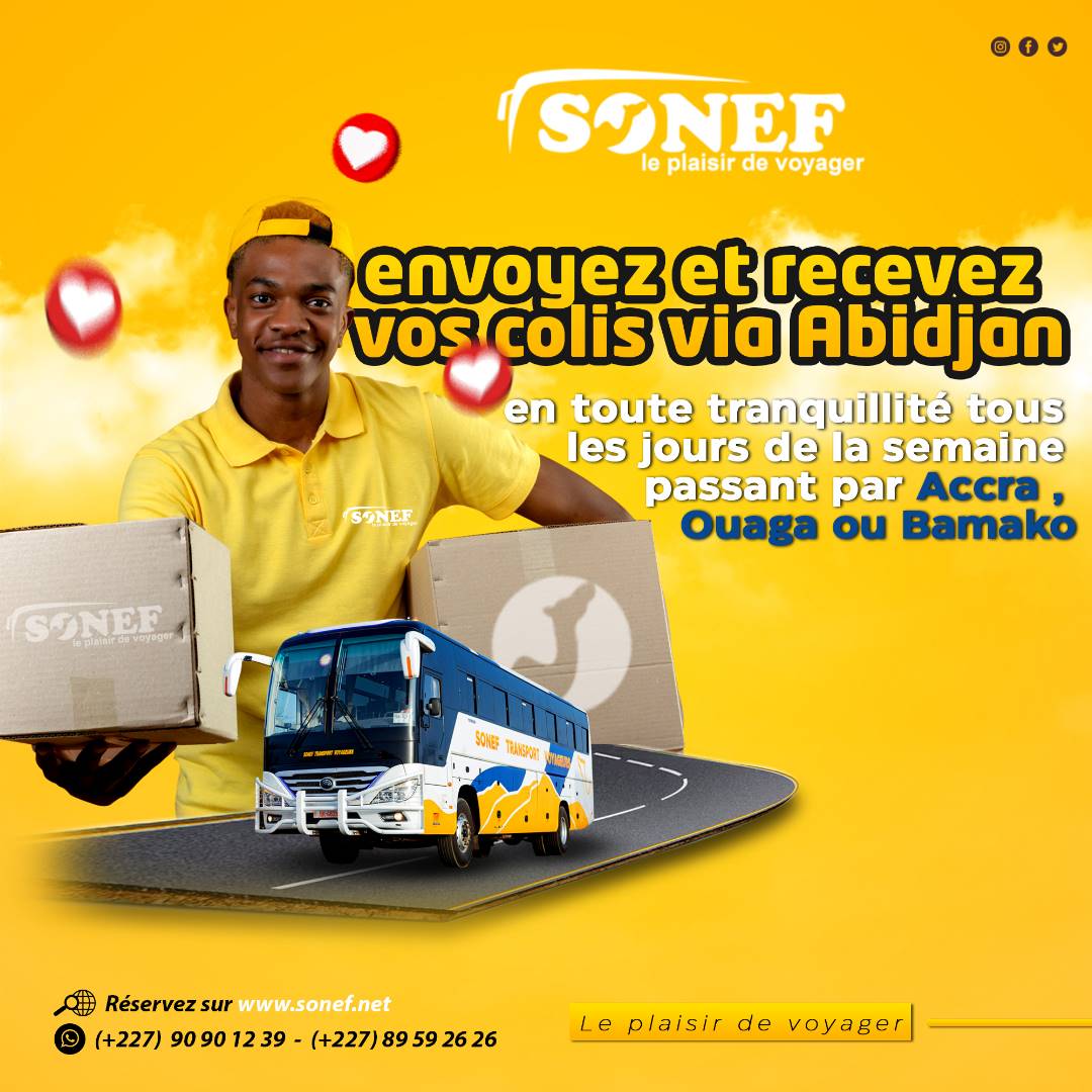 Tout comme vous , vos colis également peuvent passer par Accra , Ouaga ou Bamako 🤩
Ils peuvent s'arrêter où continuer chemin jusqu'à Abidjan 🎉

À vous le choix avec Sonef Transport voyageurs 😉

………………
#SONEF LE PLAISIR DE VOYAGER! 🚌