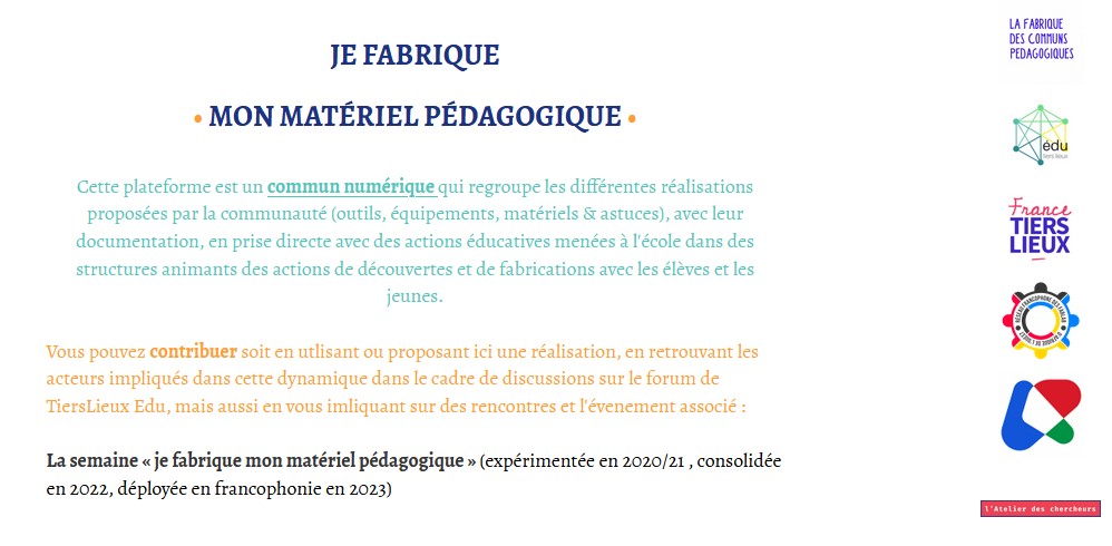 Nous sommes ravis <a href="/FacLabNumixs/">FacLab® numixs</a>, @Bgentils  <a href="/Fab_Peda/">Fabrique des Communs Pédagogiques</a> <a href="/TiersLieuxEdu/">TiersLieuxEdu</a>  et moi même, de vous présenter demain à la Journée du Libre Éducatif #JDLE2023 de Rennes, la dynamique "je fabrique mon matériel pédagogique", vos réflexions et contributions seront précieuses.
<a href="/materiel_peda/">Je Fabrique Mon Matériel Pédagogique</a>